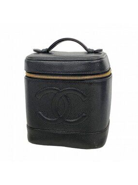 Chanel Vanity Bag Caviar Leather Black Gold